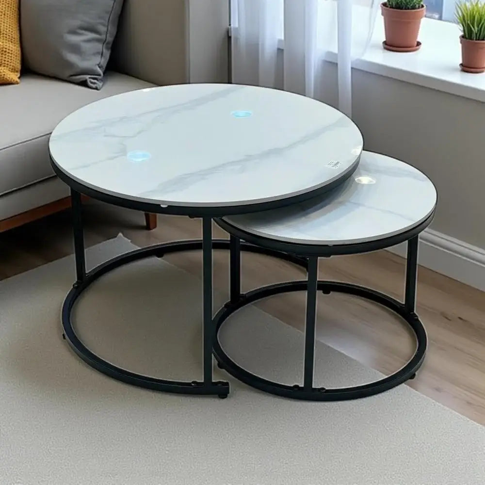 طاولة خدمة طقم قطعتين متداخلة رخام