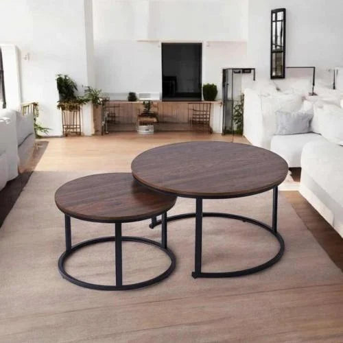 طاولة خدمة طقم قطعتين متداخلة خشب